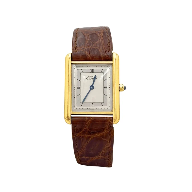 Watch Cartier, "Tank Must", silver gold-plated, leather.