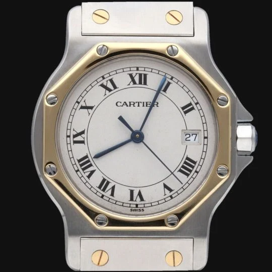 Cartier Santos watch Round Octagon 18K Yellow Gold and Steel