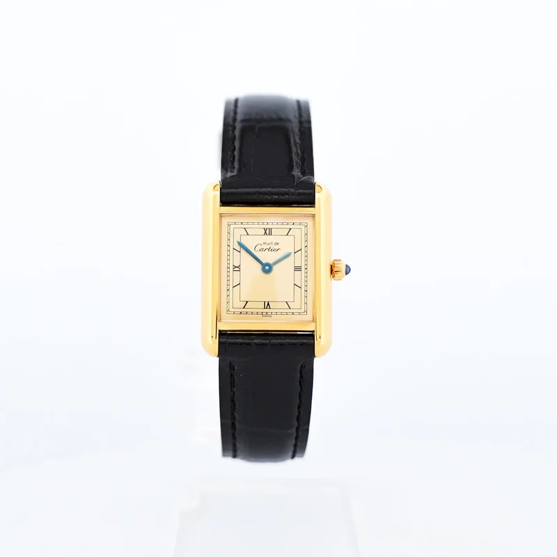Cartier Tank Must - SM watch with champagne railway dial in silver-gilt