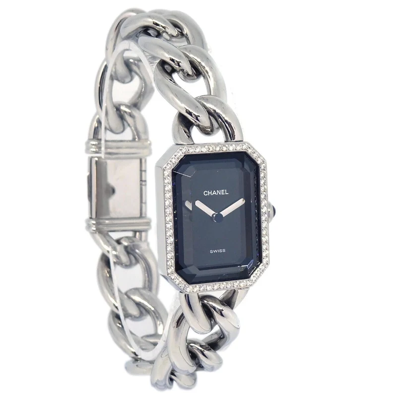 Chanel Premiere - Stainless steel quartz watch with diamond-set bezel