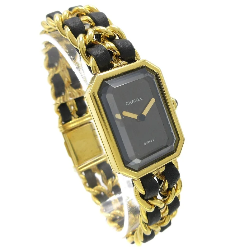 Chanel First Rock - Quartz watch in plated metal and leather