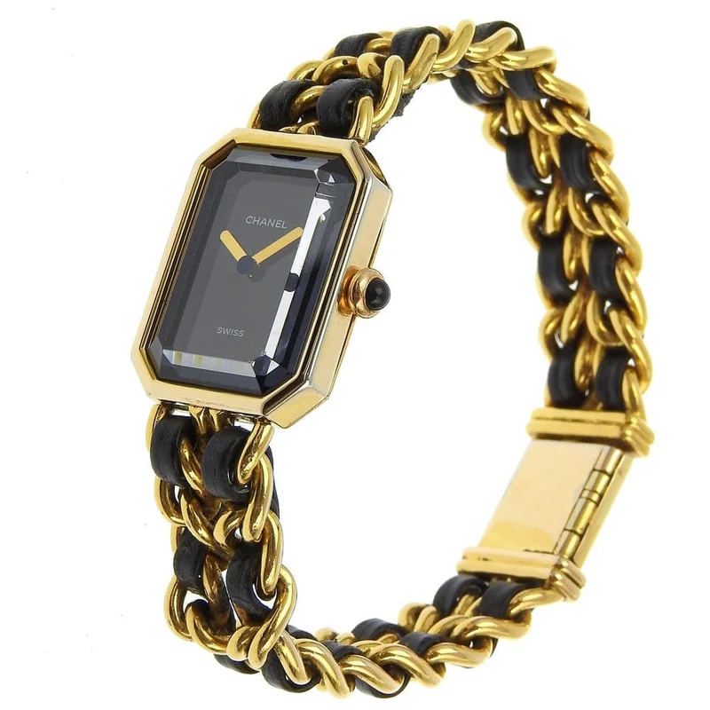 Chanel Première Rock - Quartz watch in plated metal and leather