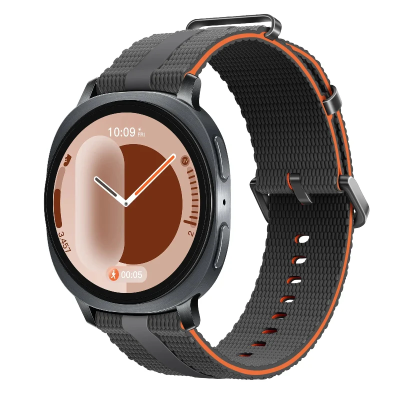 Correa activa silicona Samsung Galaxy Watch 8 Classic (gris oscuro/naranja)