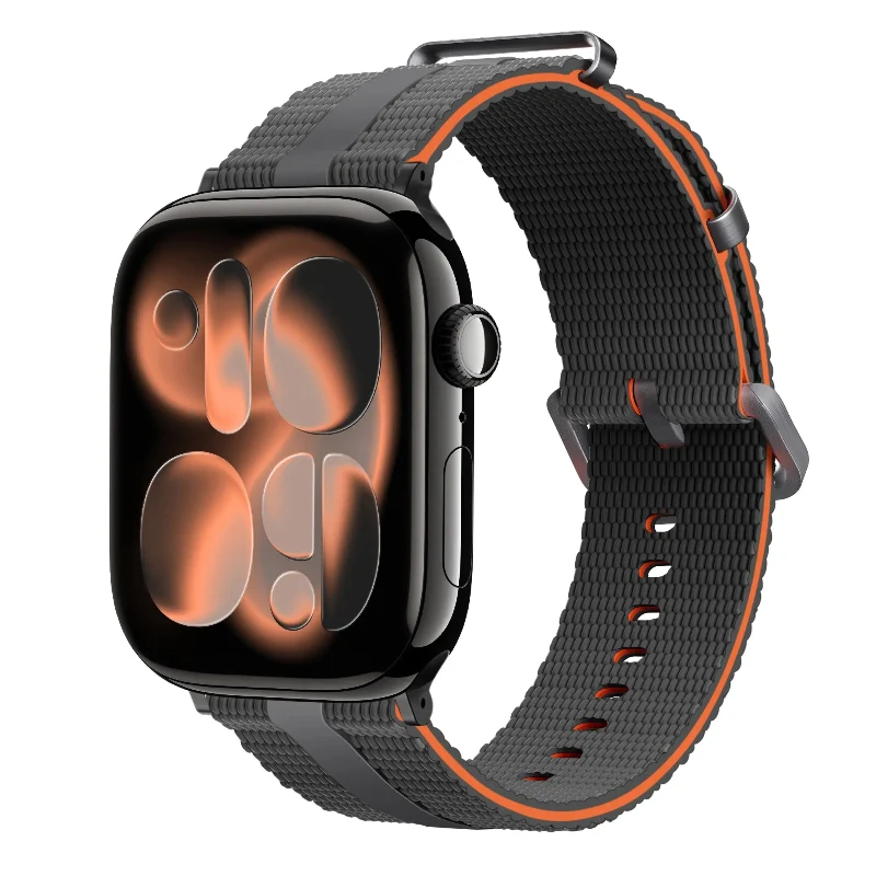 Correa activa silicona Apple Watch (gris oscuro/naranja)