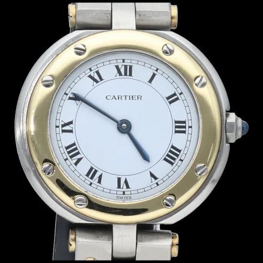 Cartier 18K Yellow Gold and Steel Round Santos Watch