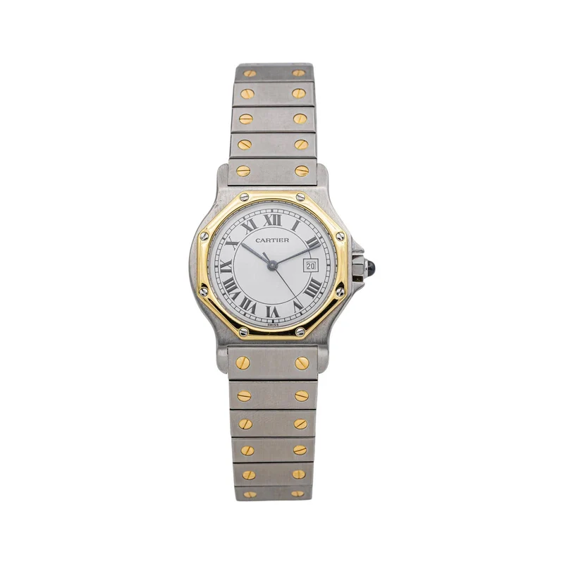 Cartier Santos watch Steel, Yellow gold Sapphire
