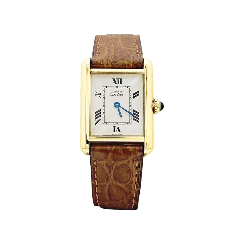 Watch Cartier, "Tank Must", silver-gilt, leather.