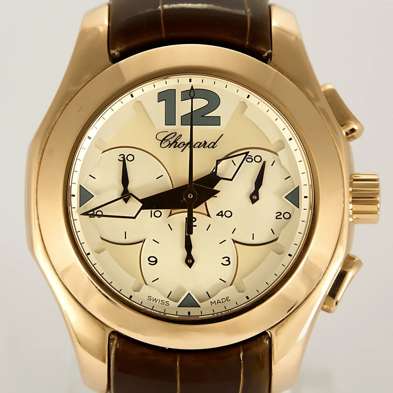 CHOPARD - ELTON JOHN - Rose gold watch with round case and automatic chronograph movement