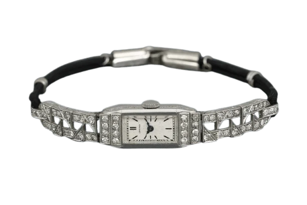 Longines Art Deco - Wristwatch in platinum and 3.5 ct diamonds