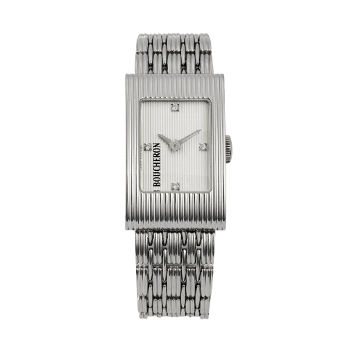 Boucheron Reflection - Rectangular watch in steel and diamonds