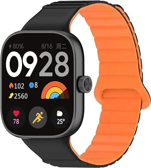 Correa silicona magnética Xiaomi Smart Band 10 Pro (negro/naranja)
