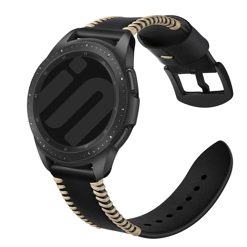 Correa cuero cosida Oppo Watch S (negro)