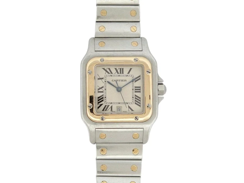 Cartier Santos Galbée - Women's quartz watch in steel and yellow gold
