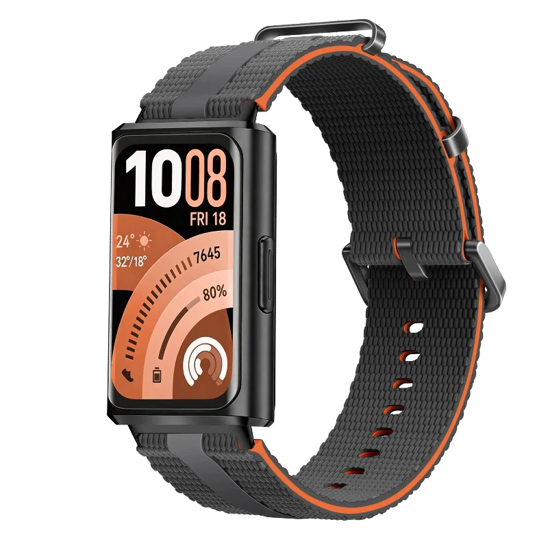 Correa activa silicona Huawei Band 11 (gris oscuro/naranja)