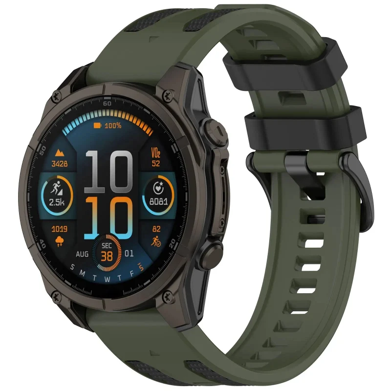 Correa deportiva grain Garmin Forerunner 970 (verde militar/negro)