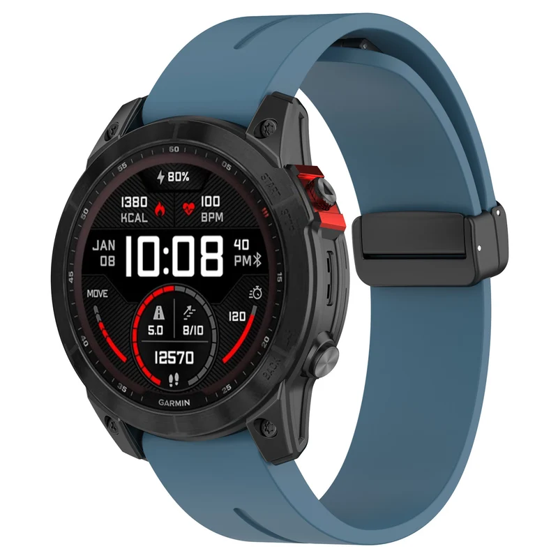 Correa silicona con hebilla-D Garmin Fenix 9 Pro - 51mm (gris-azul)