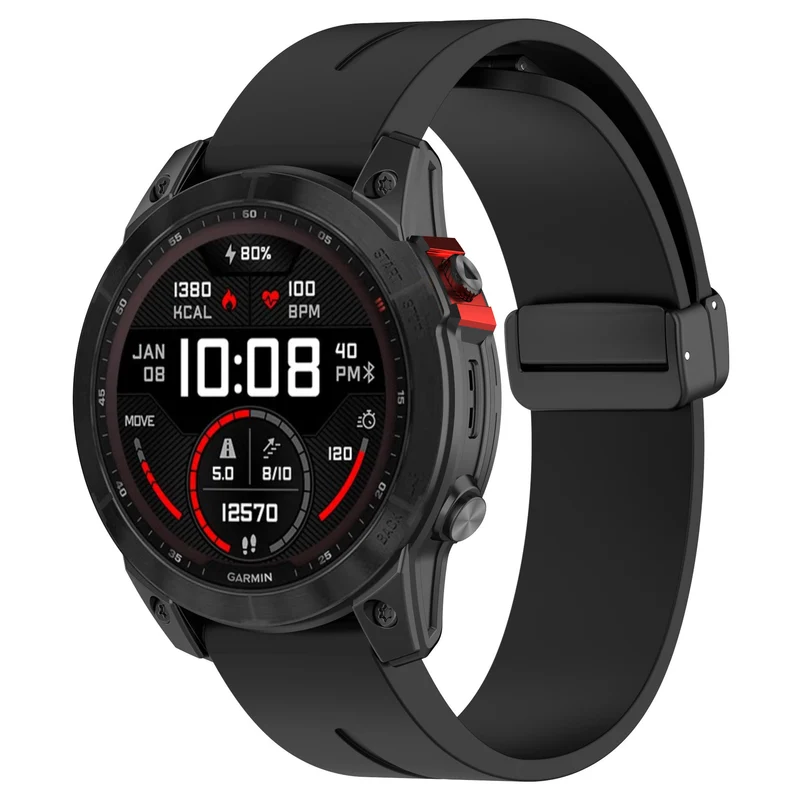 Correa silicona con hebilla-D Garmin Fenix 9 - 51mm (negro)