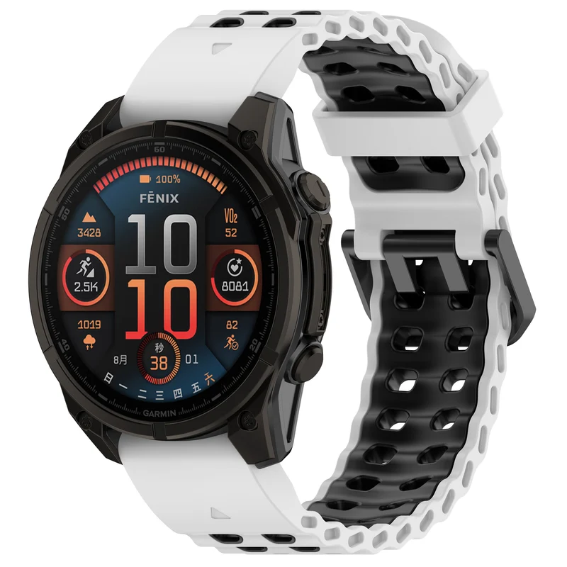 Correa deportiva ondulada Garmin Fenix 9 - 51mm (blanco/negro)