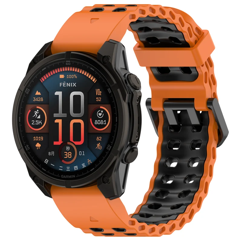 Correa deportiva ondulada Garmin Fenix 9 - 51mm (naranja/negro)