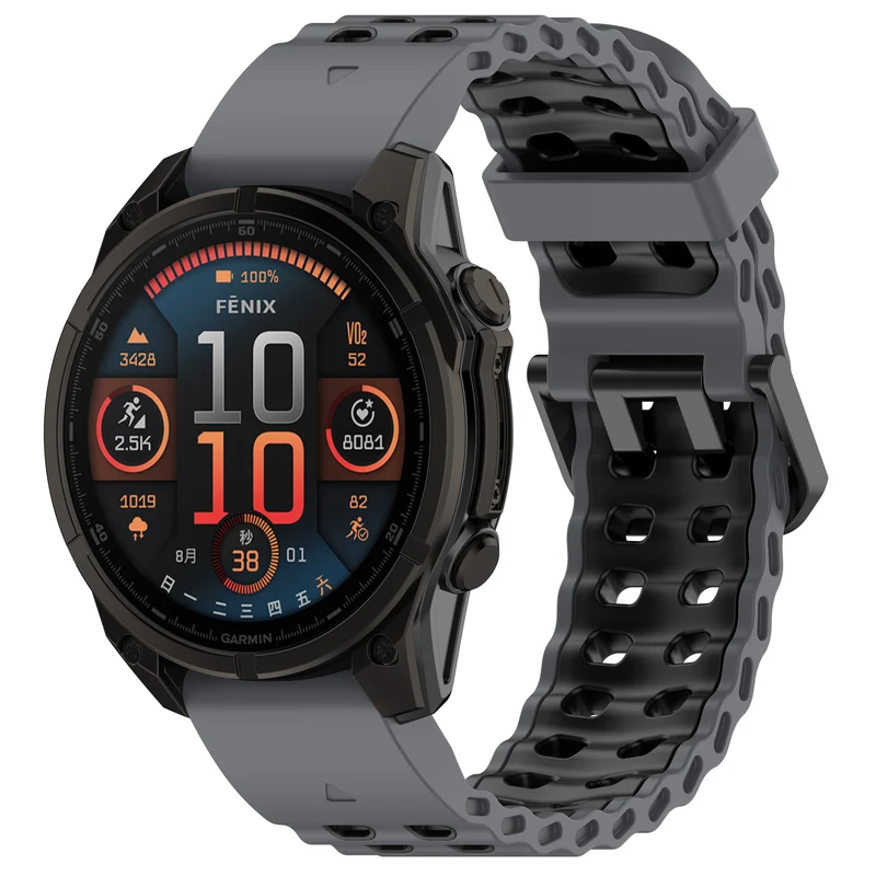 Correa deportiva ondulada Garmin Fenix 9 Pro - 51mm (gris oscuro/negro)