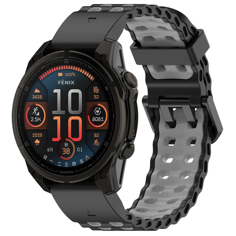 Correa deportiva ondulada Garmin Fenix 9 Pro - 51mm (negro/gris)