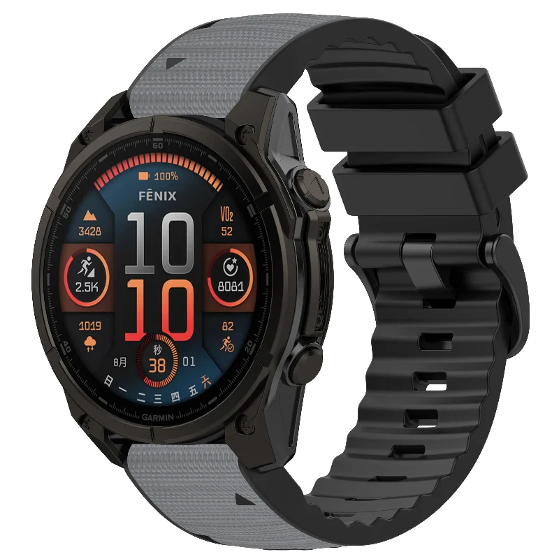 Correa híbrida nylon Garmin Fenix 9 Pro - 51mm (gris claro)