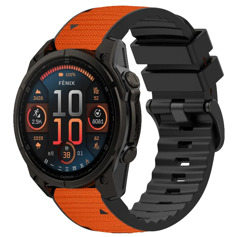 Correa híbrida nylon Garmin Fenix 9 Pro - 47mm (naranja)