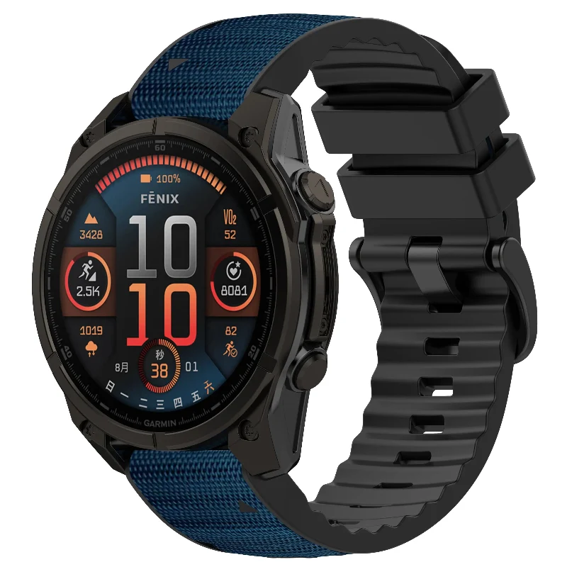 Correa híbrida nylon Garmin Fenix 9 Pro - 47mm (azul oscuro)
