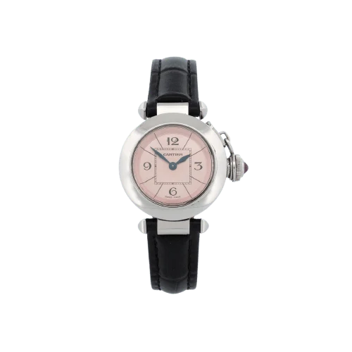 Cartier Pasha - SM watch with pink Arabic numeral dial in steel