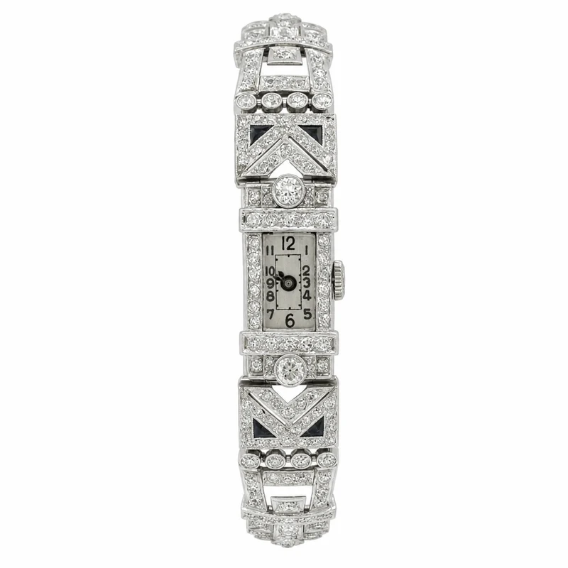 Art Deco - Women's watch in platinum and diamonds