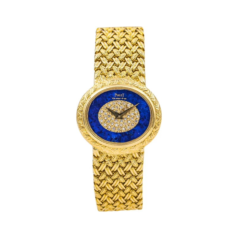 Piaget Vintage Watch Georges Lenfant Yellow Gold Diamond, Lapis Lazuli