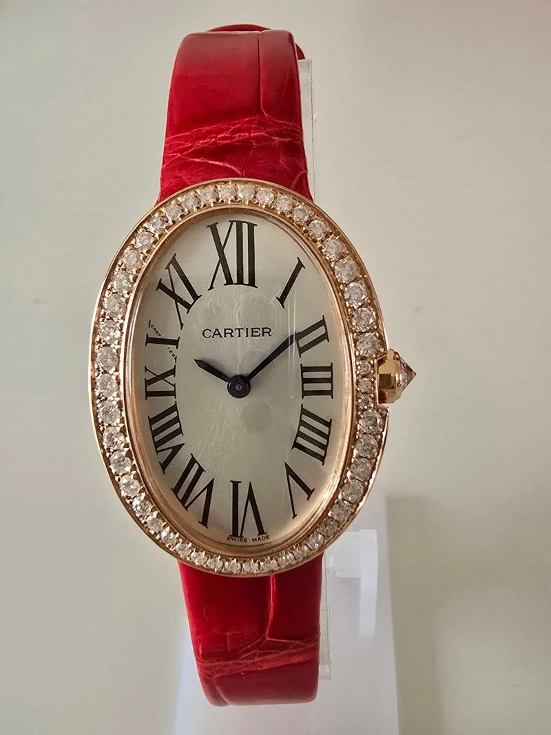 Cartier baignoire - XL rose gold watch with diamonds