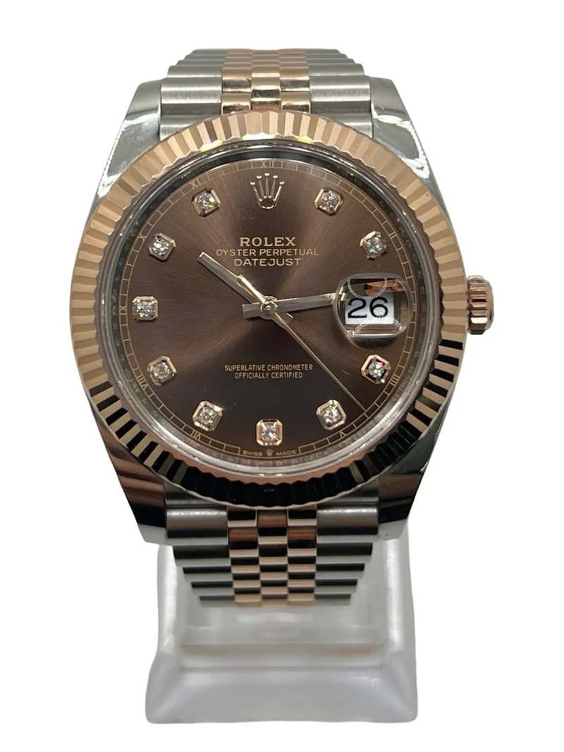 Rolex Datejust 41 - Rose gold and steel watch with diamonds