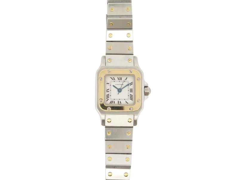 Cartier Santos Galbée 1567 - Gold and steel quartz watch 24 mm