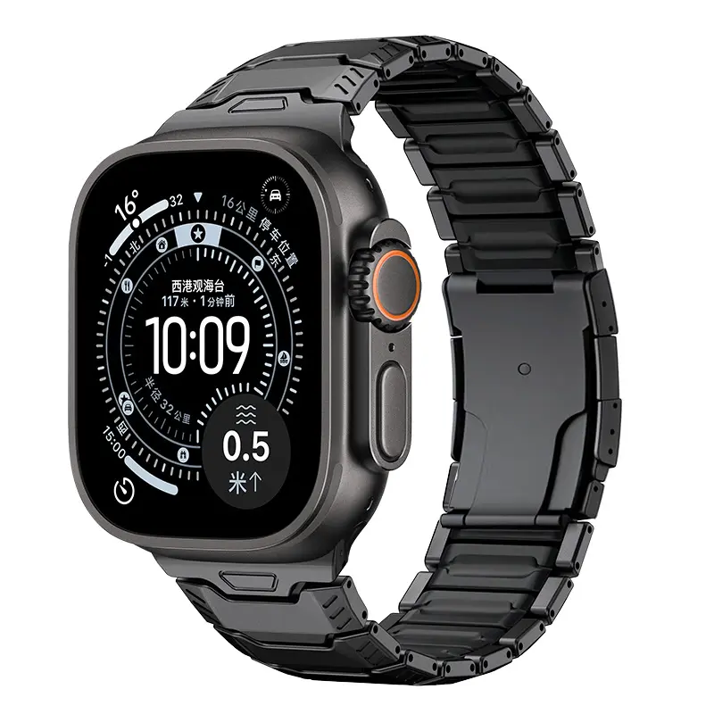 Correa titanio híbrida mecha Apple Watch (negro)