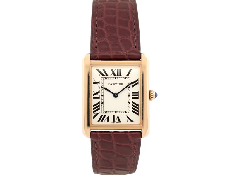 watch CARTIER tank solo 3167 rose gold 18k steel 2010 quartz 34mm + 2 straps