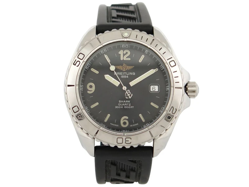 vintage BREITLING shark 300m watch a58605 41 mm steel date quartz