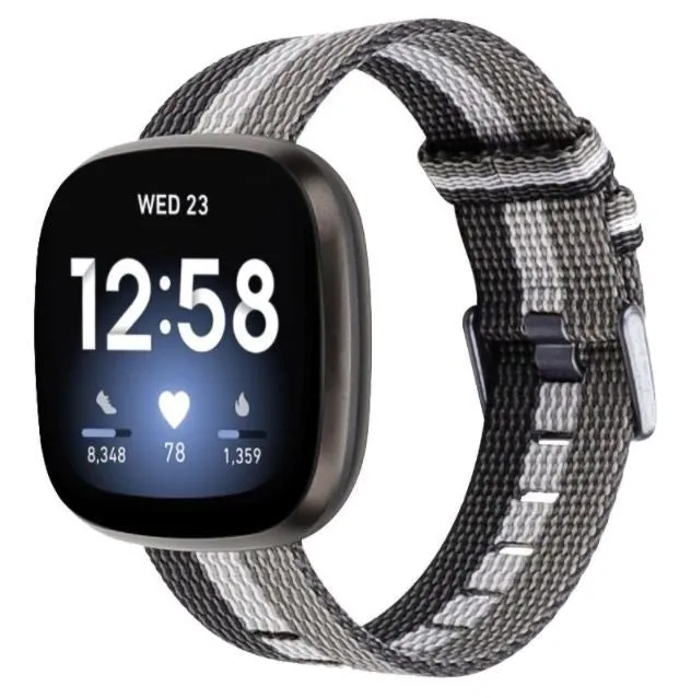 Correa nylon con hebilla Fitbit Versa 3 (negro - blanco - gris)