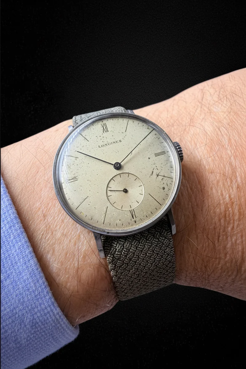 Longines - 1930s steel watch with manual winding