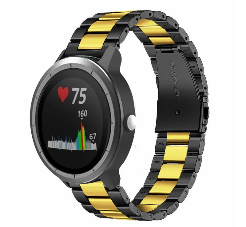Correa acero Garmin Vivoactive 3 (negro/dorado)