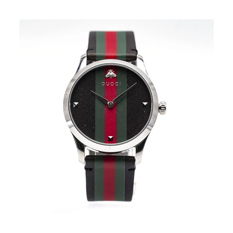 Gucci Timeless - YA1264079 steel watch, leather strap