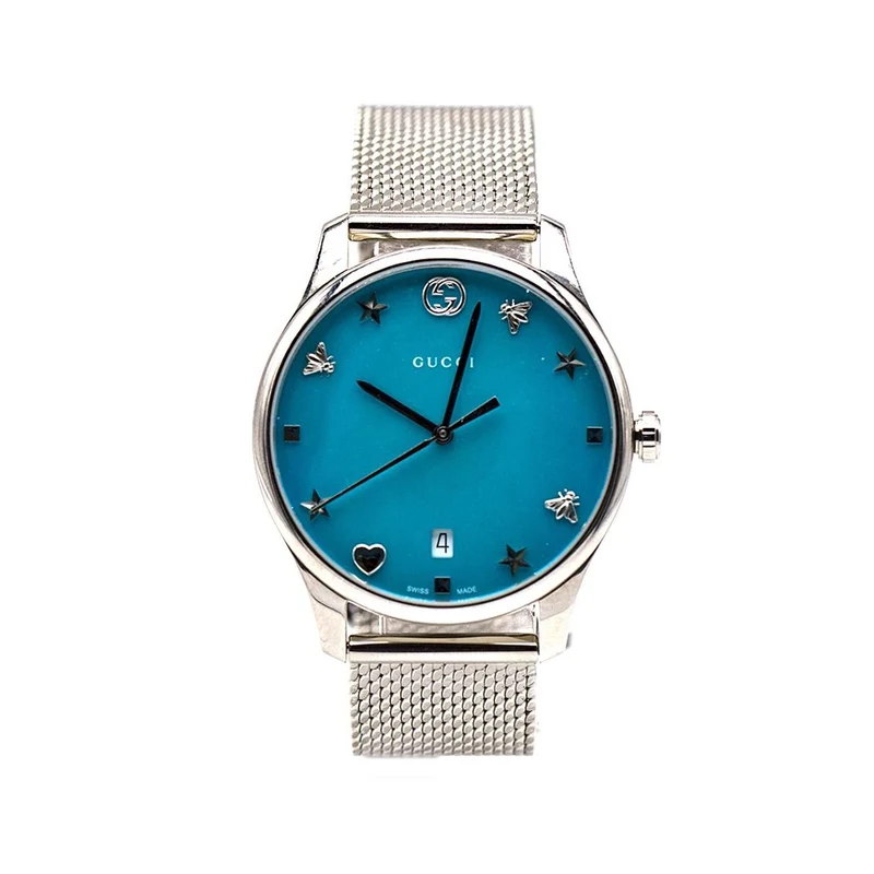 Gucci Timeless - Women's watch 1264039 in steel, turquoise mother-of-pearl dial