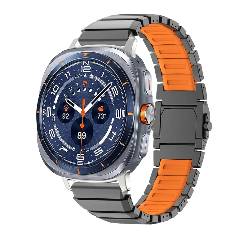 Correa titanio híbrida one bead Samsung Galaxy Watch Ultra 2 (negro/naranja)