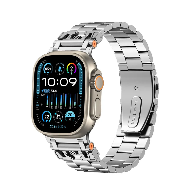 Correa acero mecha Apple Watch (plata)