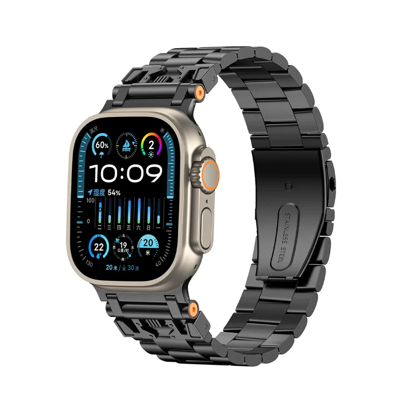 Correa acero mecha Apple Watch (negro)