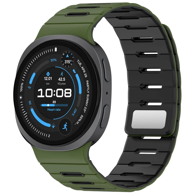 Correa silicona magnética Samsung Galaxy Watch 9 - 44mm (verde militar/negro)