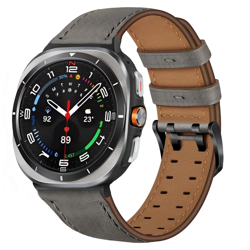 Correa cuero con doble pasador Samsung Galaxy Watch Ultra (gris)