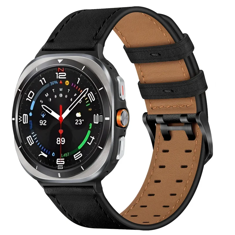 Correa cuero con doble pasador Samsung Galaxy Watch Ultra (negro)