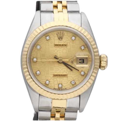 Rolex Lady-Datejust - Yellow gold, steel and diamond watch