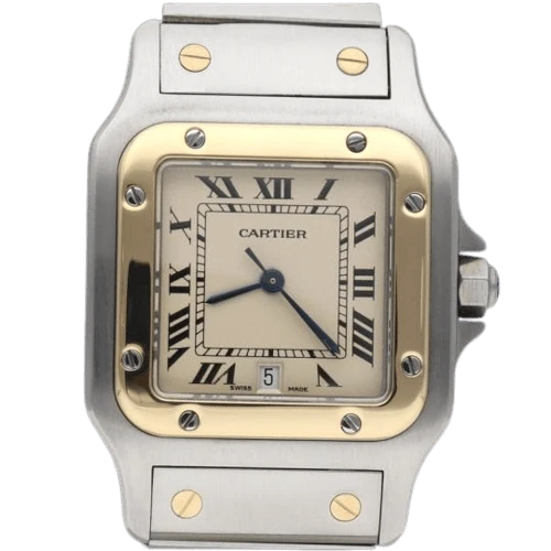 Cartier Santos Galbée - Yellow gold and steel watch
